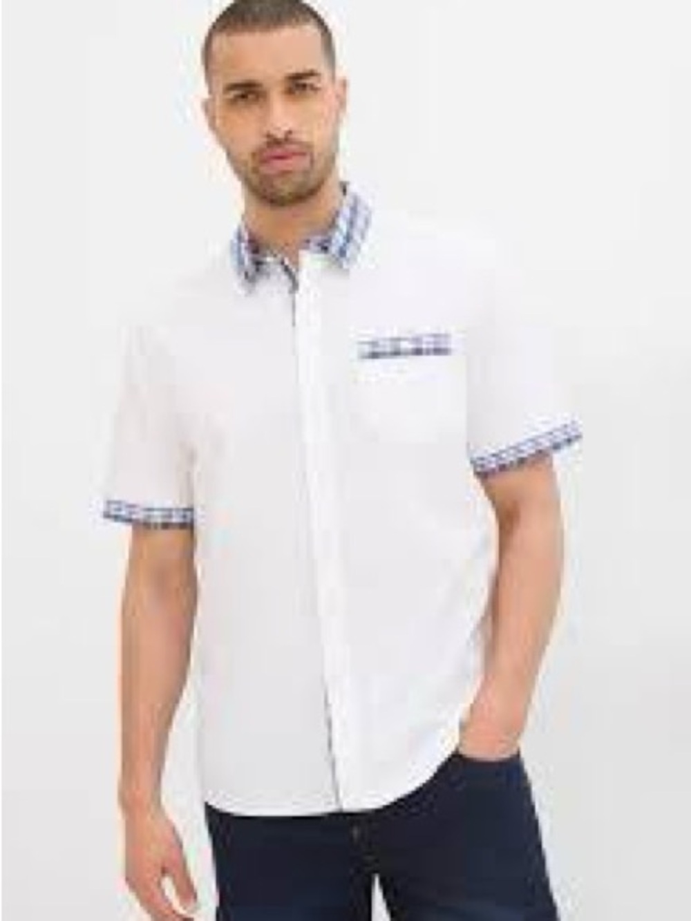 Red Ape MCMXXXIII Y2K Era Men’s 2XL White Plaid Trim Button Down Shirt